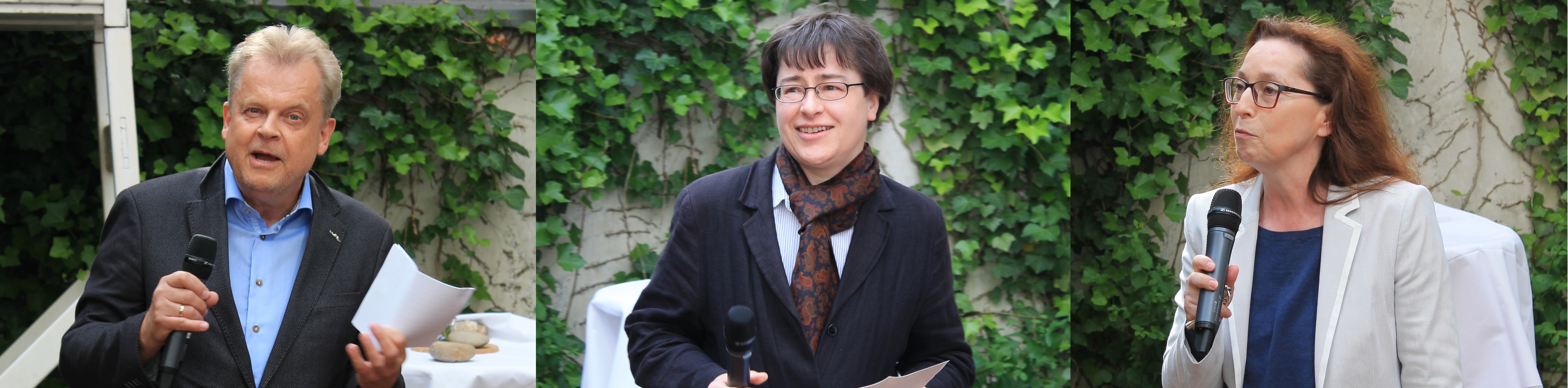 Sprachen auf der Vernissage einleitende Grußworte: Universitätspräsident Wolfgang Lücke, Felicitas Hundhausen, Direktorin der Universitätsbibliothek und IKFN-Direktorin Prof. Dr. Siegrid Westphal
