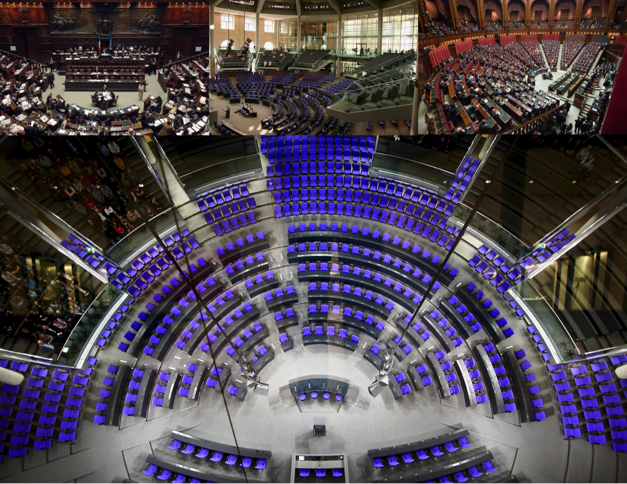 ©️ Plenarsaal Deutscher Bundestag, 11.11.2019, ERAKU via Flickr.
©️ Berlin-Ausflug, 04.09.2011, heipei via Flickr.
©️ Discorso di insediamento del Presidente Roberto Fico, 16.06.2018, Marco Oriolesi via Unsplash
©️ Maurizio Lupi Vice presidente della Camera dei Deputati, 22.05.2008, Maurizio Lupi via Flickr.